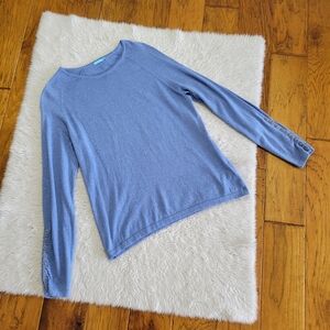 J. McLaughlin Sweater Women's Large Long Sleeve Buttons Blue Modal Blend